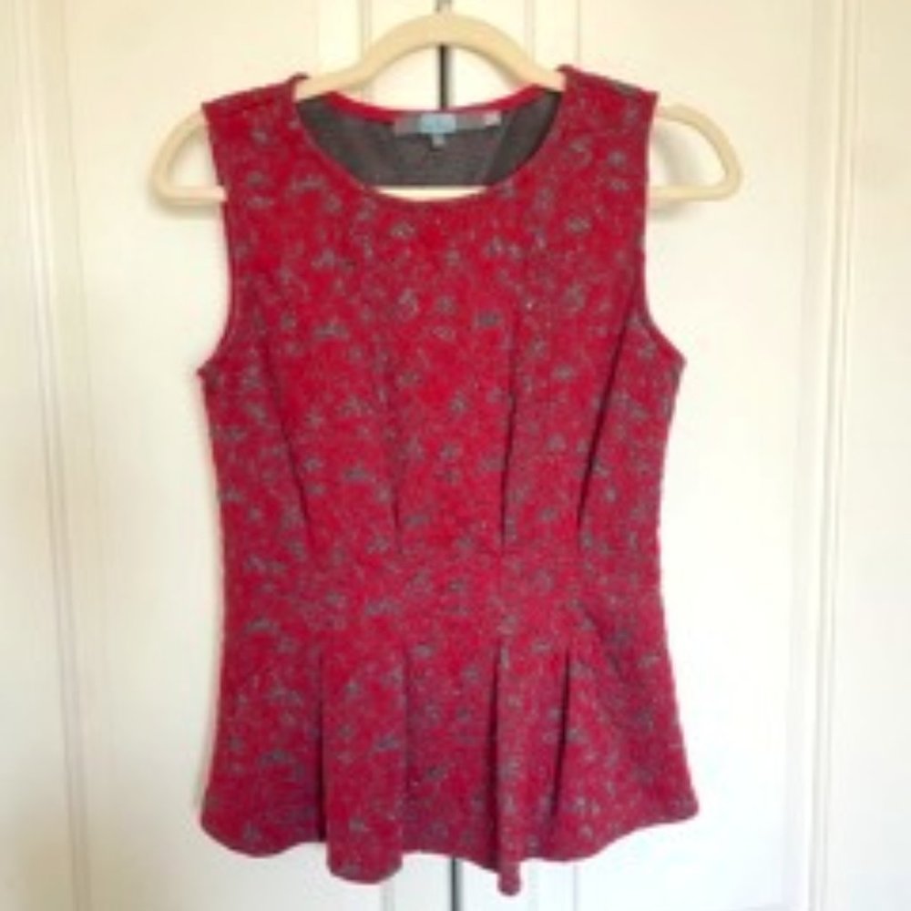 Eva Franco sleeveless red peplum top, size S